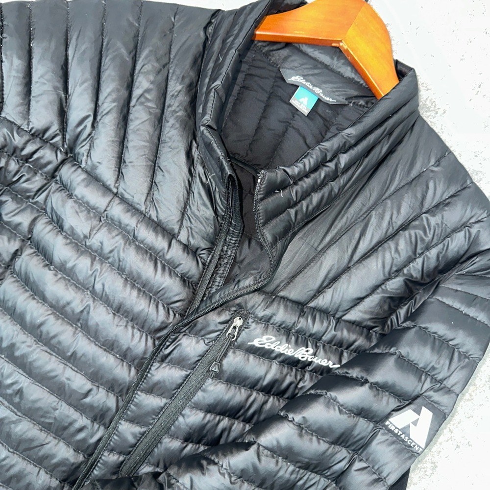 Eddie Bauer Jacket Mens 2XL Black First Ascent Puffer Down Pertex Quantum FLAW
